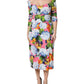 Multicolor Floral Pleated Sheath Midi  Dress