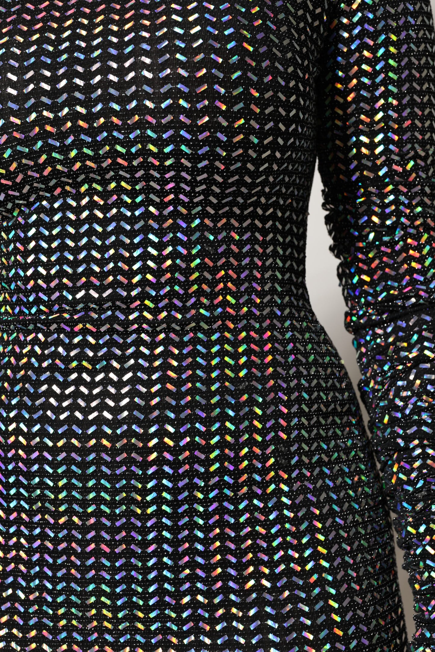 Black Embellished Nylon Bodycon Mini Dress