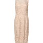 Beige Floral Lace Sleeveless Sheath Dress