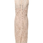 Beige Floral Lace Sleeveless Sheath Dress