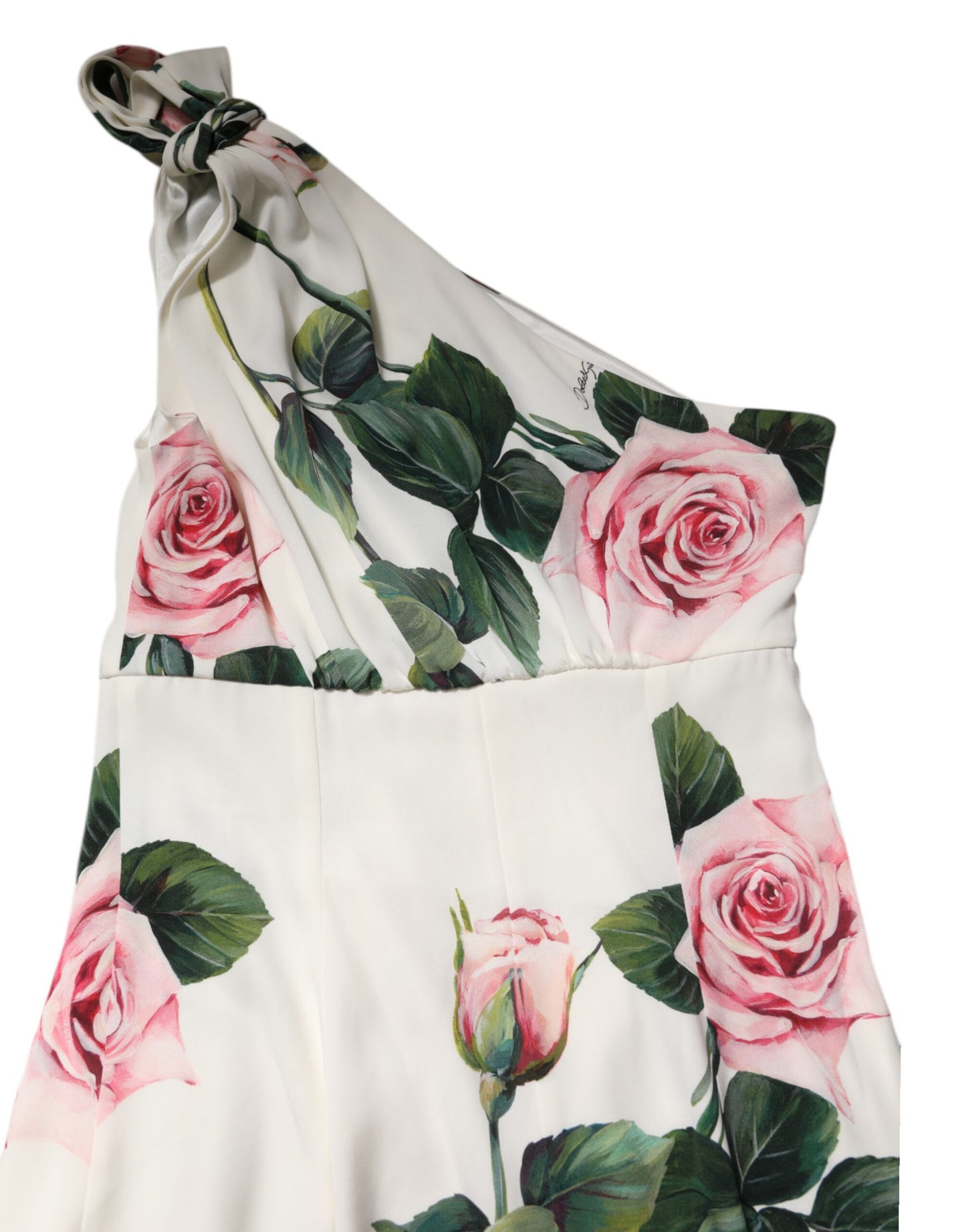 White Floral One Shoulder Sheath Midi Dress