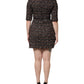 Brown Tweed Short Sleeves A-line Mini Dress