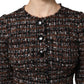 Brown Tweed Short Sleeves A-line Mini Dress