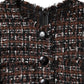Brown Tweed Short Sleeves A-line Mini Dress
