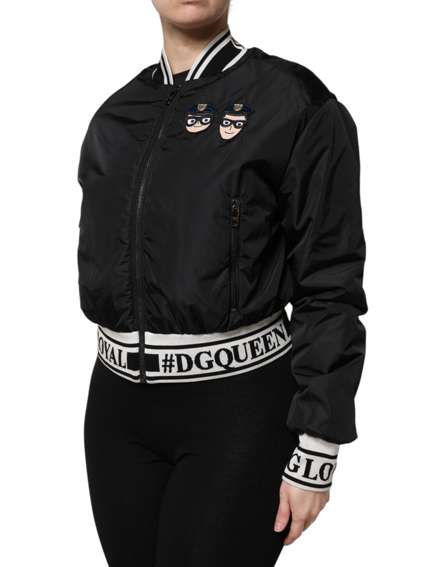 Black Nylon #DGFamily Full Zip Bomber Jacket
