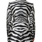 Black White Polyester Women Blazer Jacket