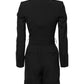 Black Wool Jumpsuit Dress Women Coat Jacket