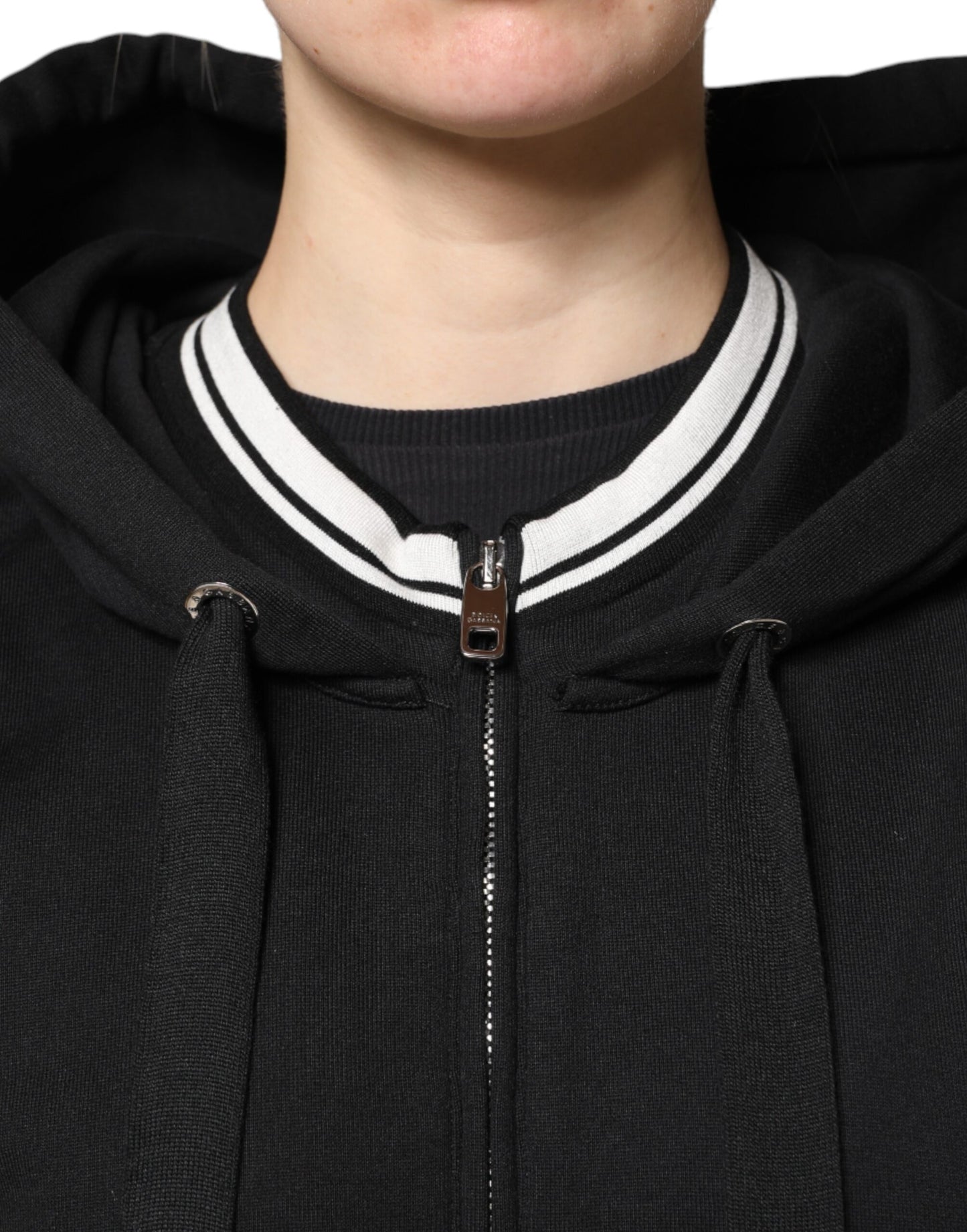 Black Cotton Hooded Full Zip Sweatshirt Sweater
