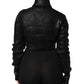 Black Wool Long Sleeve Turtleneck Cropped Top