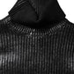 Black Wool Long Sleeve Turtleneck Cropped Top