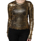 Gold Round Neck Long Sleeve Pullover Top