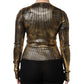 Gold Round Neck Long Sleeve Pullover Top