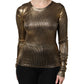 Gold Round Neck Long Sleeve Pullover Top