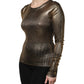 Gold Round Neck Long Sleeve Pullover Top
