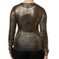 Gold Round Neck Long Sleeve Pullover Top