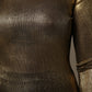 Gold Round Neck Long Sleeve Pullover Top