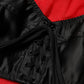 Red Black Bustier Detailing Long Sleeves Top