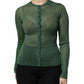 Green Polyester Long Sleeves Cardigan Sweater