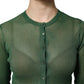 Green Polyester Long Sleeves Cardigan Sweater