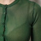 Green Polyester Long Sleeves Cardigan Sweater
