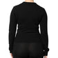 Black Cashmere Embellished Long Sleeves Top