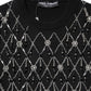 Black Cashmere Embellished Long Sleeves Top