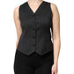 Black Striped Button Down Sleeveless Vest Top