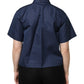 Blue Cotton Short Sleeves Button Down Top