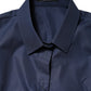 Blue Cotton Short Sleeves Button Down Top