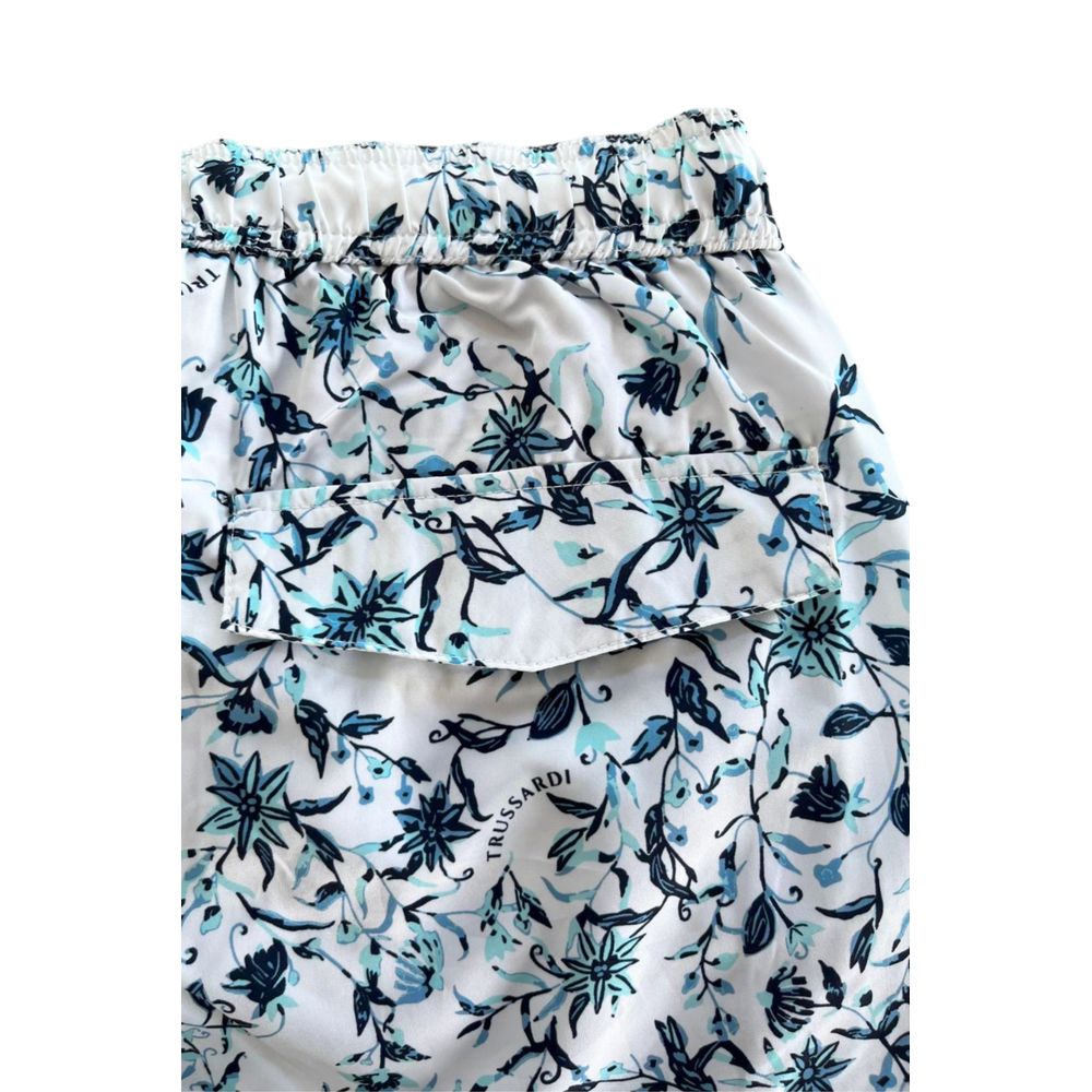 White Polyester Men's Swim Short