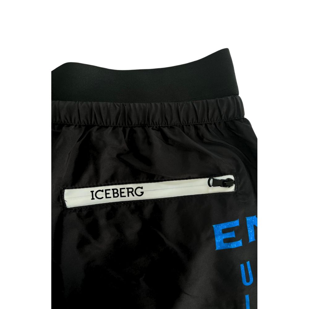 Black Polyester Men Swim Shorts