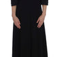 Elegant Black Wool Cutout Maxi Dress