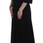 Elegant Black Wool Cutout Maxi Dress