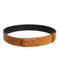 Brown Leather Buckle DG Logo Embossed Belt