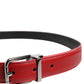 Red Leather Silver Tone Metal Buckle Belt