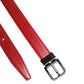 Red Leather Silver Tone Metal Buckle Belt