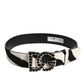 White Black Leather Zebra DG Crystal Buckle Belt