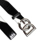 Black White Leather DG Metal Buckle Belt
