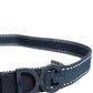 Blue Cotton Leather DG Logo Metal Buckle Belt
