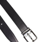 Black Classic Calf Leather Silver Buckle Belt
