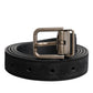 Black Calf Leather Classic Metal Buckle Belt