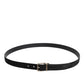 Black Calf Leather Classic Metal Buckle Belt
