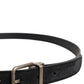 Black Calf Leather Classic Metal Buckle Belt