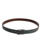 Green Classic Leather Metal Buckle Belt