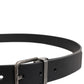 Black Classic Leather Metal Buckle Belt