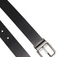 Black Classic Leather Metal Buckle Belt