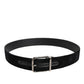 Black Cotton Silver Metal Buckle Belt
