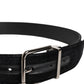 Black Cotton Silver Metal Buckle Belt