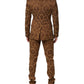 Brown Floral Jacquard SICILIA 2 Piece Suit