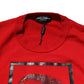 Red Eye Print Crew Neck Men Pullover Sweater